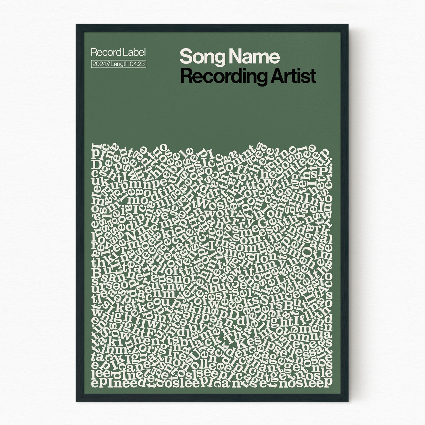 Custom Song Lyric Print (Black Frame)