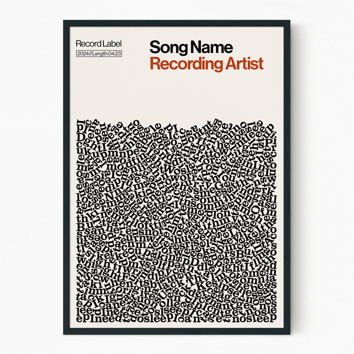 Custom Song Lyric Print (Black Frame)