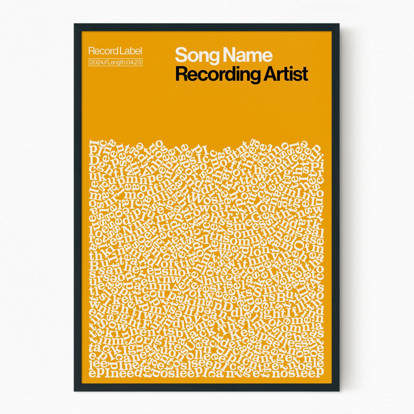 Custom Song Lyric Print (Black Frame)