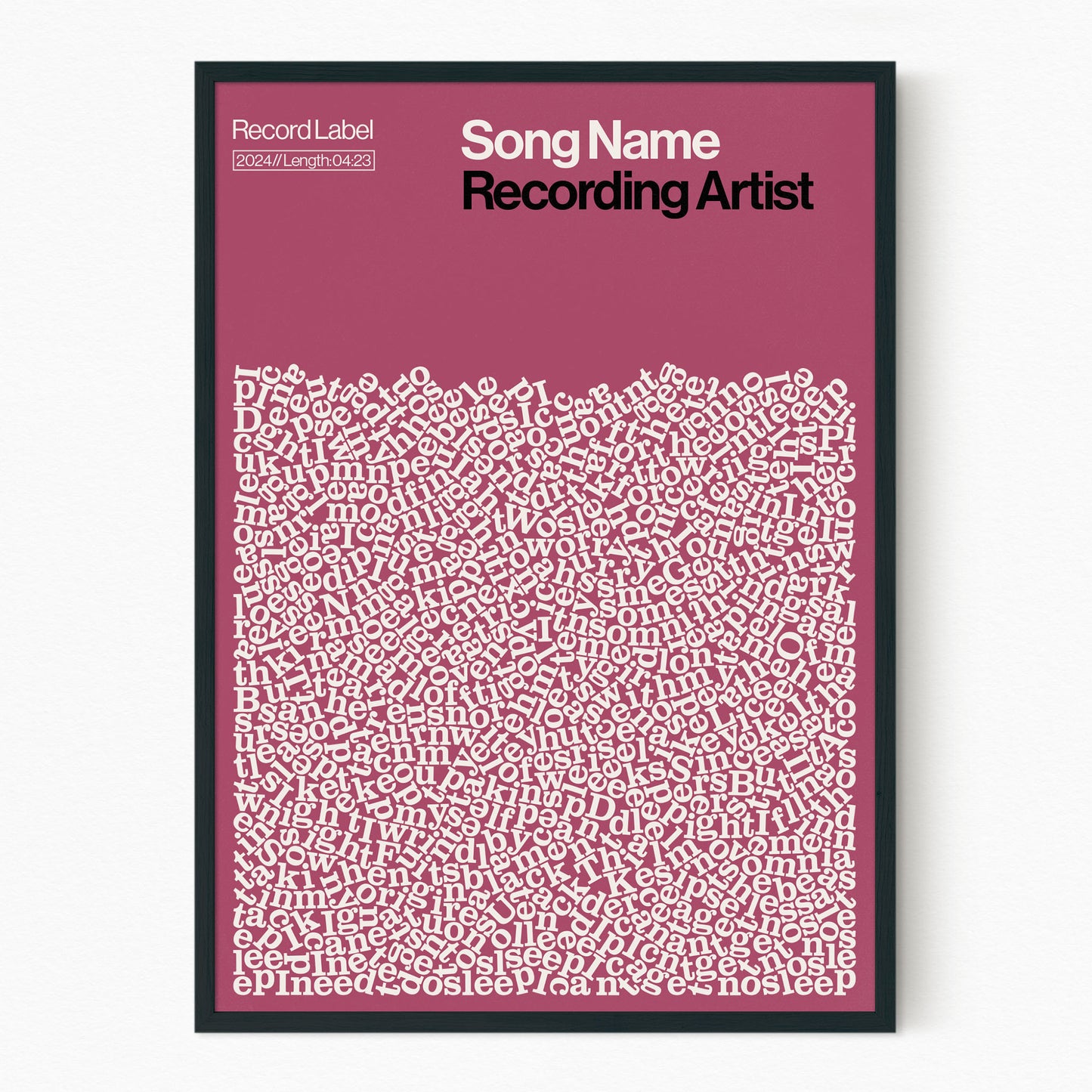 Custom Song Lyric Print (Black Frame)