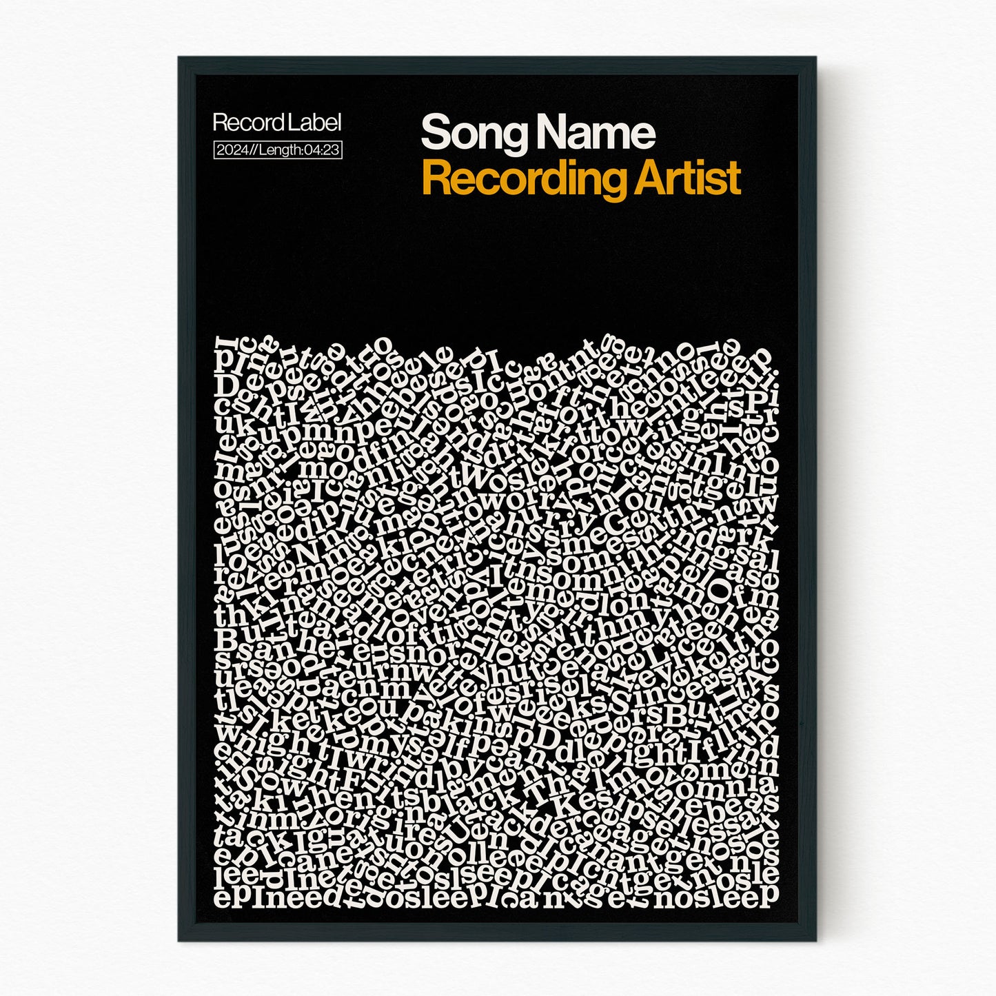 Custom Song Lyric Print (Black Frame)