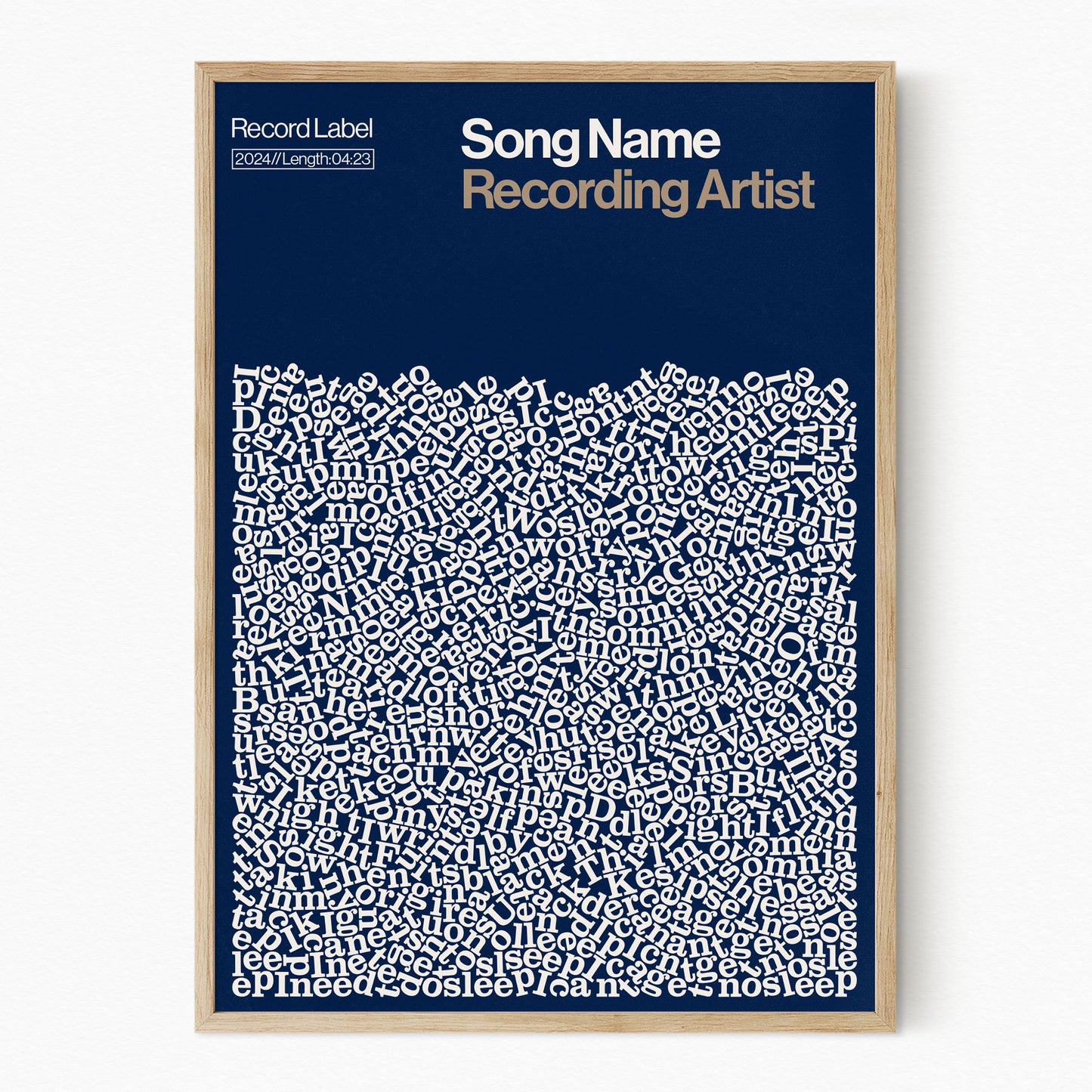 Custom Song Lyric Print (Natural Frame)