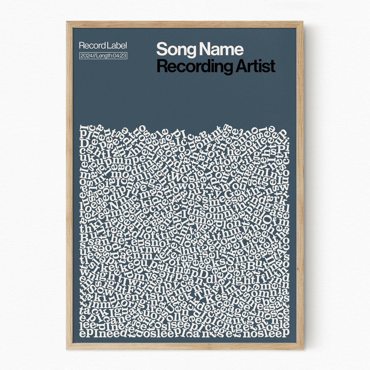 Custom Song Lyric Print (Natural Frame)
