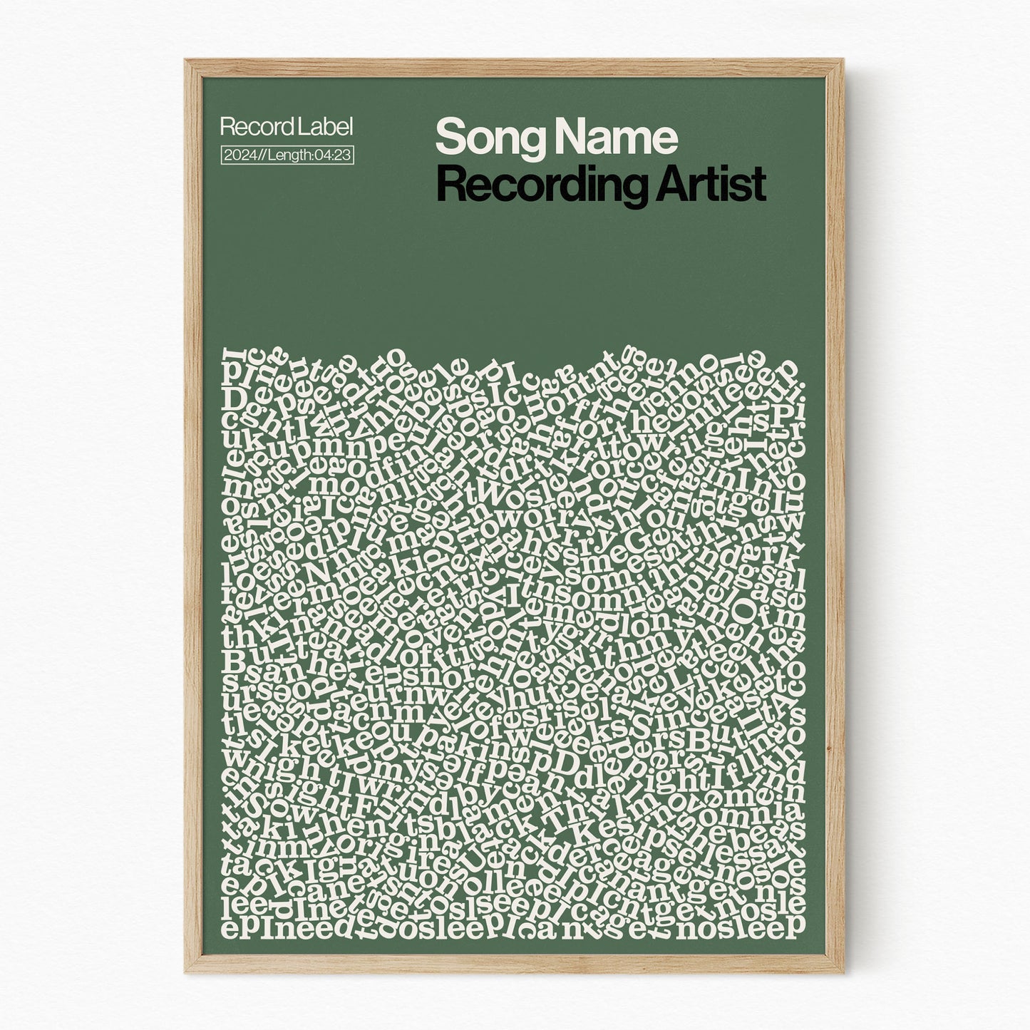Custom Song Lyric Print (Natural Frame)