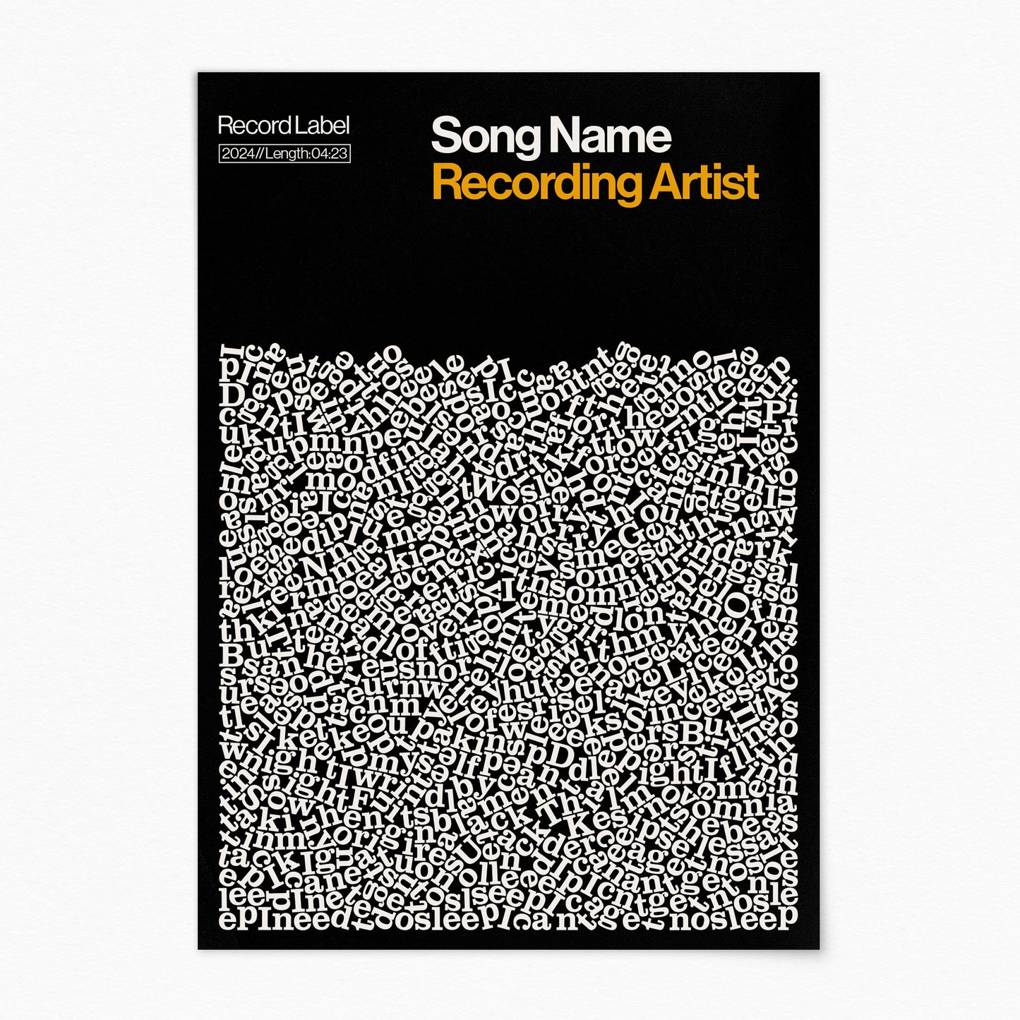 Custom Song Lyric Print (no frame)