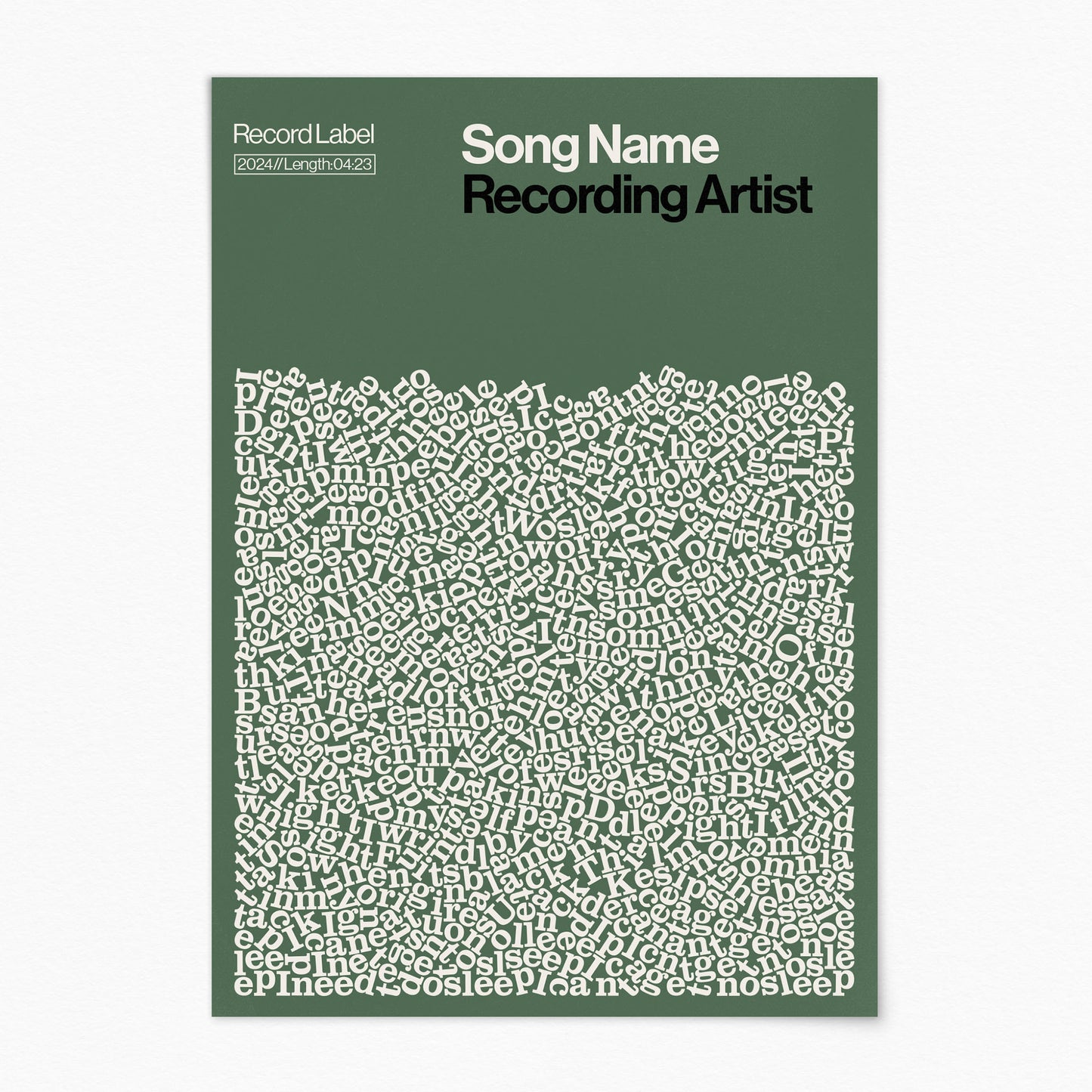 Custom Song Lyric Print (no frame)