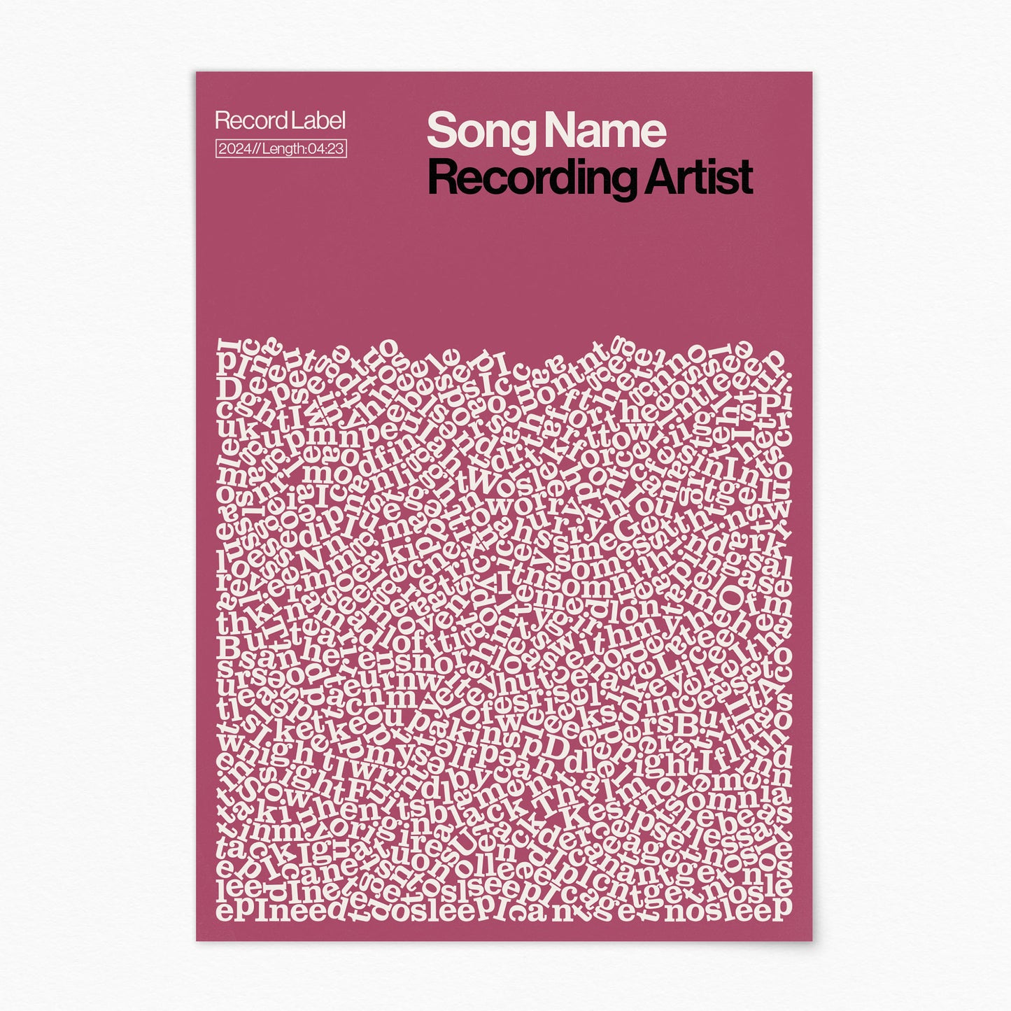 Custom Song Lyric Print (no frame)