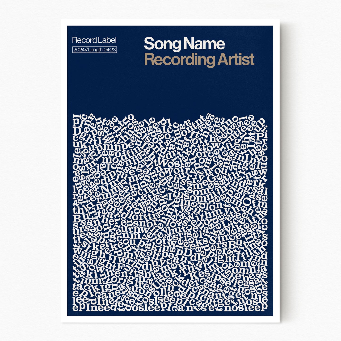 Custom Song Lyric Print (White Frame)